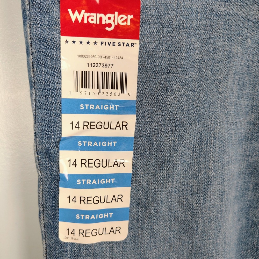 Wrangler Five Star Boys Classic Straight Jeans Blue 14 Regular NWT 112373977 - Picture 4 of 8